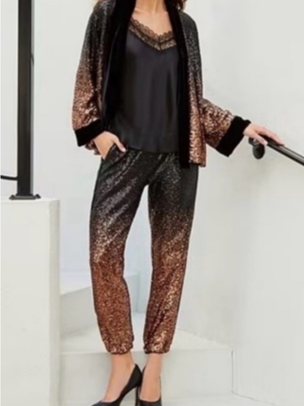 Johnny Was Black Velvet & Sequin Jacket - Picture 2 of 4